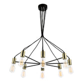 Gabriel 8 Light Pendant Satin Black Antique Gold dar lighting